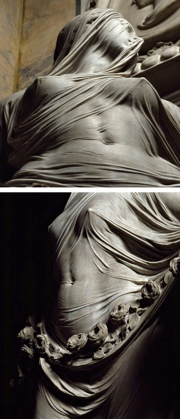 A veiled marble sculpture